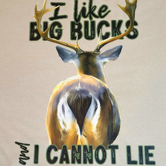 Funny Deer Hunting Shirt - "I Like Big Bucks" Graphic Tee - Outdoorsman Gift - Picture 2 of 13